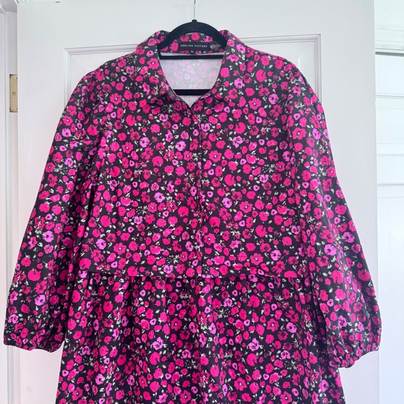 English‎ Factory Womens Red Floral Shirt Mini Dress Size XL EUC - Picture 1 of 10